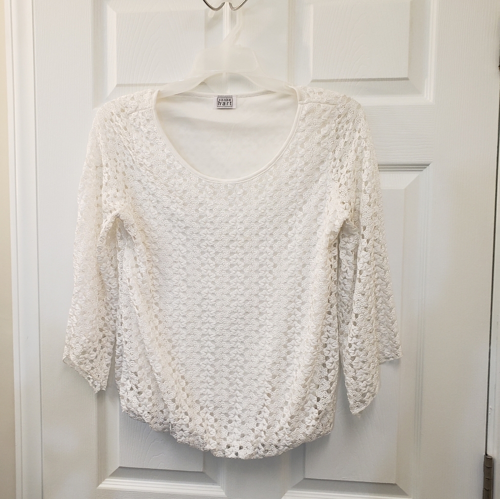 Karen Hart, white lined, bell sleeve, pull over, lightweight blouse, top, LG - Picture 7 of 8